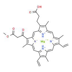 ChemSpider 2D Image | magnesium;3-[(4Z,10Z,15Z,19Z)-18-(3-methoxy-3-oxo-propanoyl)-3,7,12,17-tetramethyl-8,13-divinyl-porphyrin-21,23-diium-22,24-diid-2-yl]propanoic acid | C35H34MgN4O5
