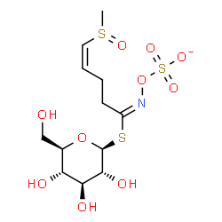 ChemSpider 2D Image | 1-S-[(1E,4Z)-5-(Methylsulfinyl)-N-(sulfonatooxy)-4-pentenimidoyl]-1-thio-beta-D-glucopyranose | C12H20NO10S3
