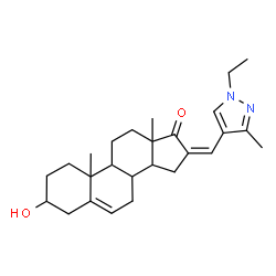 ChemSpider 2D Image | (16Z)-16-[(1-Ethyl-3-methyl-1H-pyrazol-4-yl)methylene]-3-hydroxyandrost-5-en-17-one | C26H36N2O2