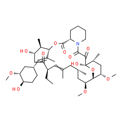 ChemSpider 2D Image | (1R,9S,12S,13R,14S,17R,21S,23S,24R,25S,27R)-17-Ethyl-1,14-dihydroxy-12-{(1E)-1-[(1R,3R,4R)-4-hydroxy-3-methoxycyclohexyl]-1-propen-2-yl}-23,25-dimethoxy-13,19,21,27-tetramethyl-11,28-dioxa-4-azatricyc
lo[22.3.1.0~4,9~]octacos-18-ene-2,3,10,16-tetrone | C43H69NO12
