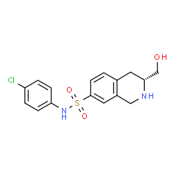 ChemSpider 2D Image | (3R)-N-(4-Chlorophenyl)-3-(hydroxymethyl)-1,2,3,4-tetrahydro-7-isoquinolinesulfonamide | C16H17ClN2O3S
