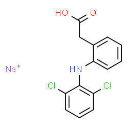 ChemSpider 2D Image | Benzeneacetic acid, 2-[(2,6-dichlorophenyl)amino]-, sodium salt (1:1) | C14H11Cl2NNaO2