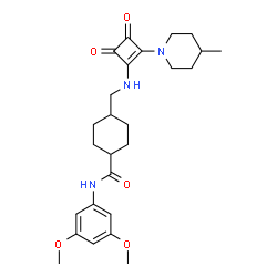 ChemSpider 2D Image | N-(3,5-Dimethoxyphenyl)-4-({[2-(4-methyl-1-piperidinyl)-3,4-dioxo-1-cyclobuten-1-yl]amino}methyl)cyclohexanecarboxamide | C26H35N3O5