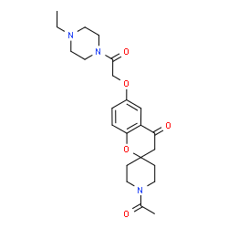 ChemSpider 2D Image | 1'-Acetyl-6-[2-(4-ethyl-1-piperazinyl)-2-oxoethoxy]spiro[chromene-2,4'-piperidin]-4(3H)-one | C23H31N3O5