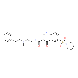 ChemSpider 2D Image | 1-Methyl-N-{2-[methyl(2-phenylethyl)amino]ethyl}-4-oxo-6-(1-pyrrolidinylsulfonyl)-1,4-dihydro-3-quinolinecarboxamide | C26H32N4O4S