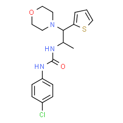 ChemSpider 2D Image | 1-(4-Chlorophenyl)-3-[1-(4-morpholinyl)-1-(2-thienyl)-2-propanyl]urea | C18H22ClN3O2S