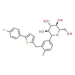 ChemSpider 2D Image | (1xi)-1,5-Anhydro-1-(3-{[5-(4-fluorophenyl)-2-thienyl]methyl}-4-methylphenyl)-L-glucitol | C24H25FO5S