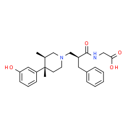 ChemSpider 2D Image | N-{(2S)-2-Benzyl-3-[(3R,4S)-4-(3-hydroxyphenyl)-3,4-dimethyl-1-piperidinyl]propanoyl}glycine | C25H32N2O4