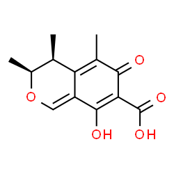 ChemSpider 2D Image | (3S,4S)-8-Hydroxy-3,4,5-trimethyl-6-oxo-4,6-dihydro-3H-isochromene-7-carboxylic acid | C13H14O5