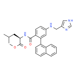 ChemSpider 2D Image | Methyl N-{4-[(1H-imidazol-4-ylmethyl)amino]-2-(1-naphthyl)benzoyl}-D-leucinate | C28H30N4O3