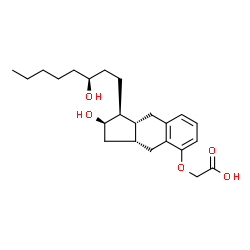 ChemSpider 2D Image | ({(1S,2R,3aR,9aR)-2-Hydroxy-1-[(3S)-3-hydroxyoctyl]-2,3,3a,4,9,9a-hexahydro-1H-cyclopenta[b]naphthalen-5-yl}oxy)acetic acid | C23H34O5