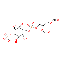 ChemSpider 2D Image | (2R)-2,3-Bis(formyloxy)propyl (2R,3R,5S,6R)-2,3,5,6-tetrahydroxy-4-(phosphonatooxy)cyclohexyl phosphate | C11H17O16P2