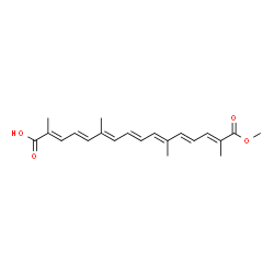 ChemSpider 2D Image | (2E,4E,6E,8E,10E,12E,14E)-16-Methoxy-2,6,11,15-tetramethyl-16-oxo-2,4,6,8,10,12,14-hexadecaheptaenoic acid | C21H26O4