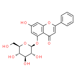 ChemSpider 2D Image | 7-Hydroxy-4-oxo-2-phenyl-4H-chromen-5-yl beta-D-glucopyranoside | C21H20O9