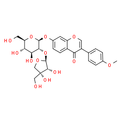 ChemSpider 2D Image | 3-(4-Methoxyphenyl)-4-oxo-4H-chromen-7-yl 2-O-[(2S,3R,4R)-3,4-dihydroxy-4-(hydroxymethyl)tetrahydro-2-furanyl]-beta-D-glucopyranoside | C27H30O13