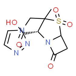 ChemSpider 2D Image | (2R)-3-Methyl-7-oxo-3-(1H-1,2,3-triazol-1-ylmethyl)-4-thia-1-azabicyclo[3.2.0]heptane-2-carboxylic acid 4,4-dioxide | C10H12N4O5S