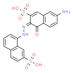 ChemSpider 2D Image | 8-[(2E)-2-(6-Amino-1-oxo-3-sulfo-2(1H)-naphthalenylidene)hydrazino]-2-naphthalenesulfonic acid | C20H15N3O7S2