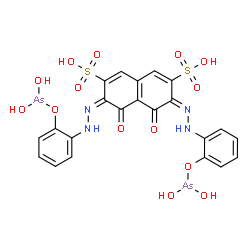 ChemSpider 2D Image | (3E,6E)-3,6-Bis({2-[(dihydroxyarsino)oxy]phenyl}hydrazono)-4,5-dioxo-3,4,5,6-tetrahydro-2,7-naphthalenedisulfonic acid | C22H18As2N4O14S2