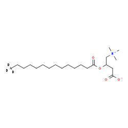 ChemSpider 2D Image | 3-[(14,14,14-~2~H_3_)Tetradecanoyloxy]-4-(trimethylammonio)butanoate | C21H38D3NO4