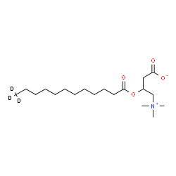 ChemSpider 2D Image | 3-[(12,12,12-~2~H_3_)Dodecanoyloxy]-4-(trimethylammonio)butanoate | C19H34D3NO4