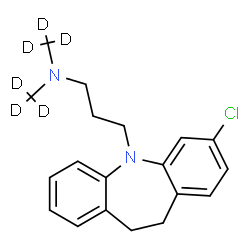 ChemSpider 2D Image | 3-(3-Chloro-10,11-dihydro-5H-dibenzo[b,f]azepin-5-yl)-N,N-bis[(~2~H_3_)methyl]-1-propanamine | C19H17D6ClN2