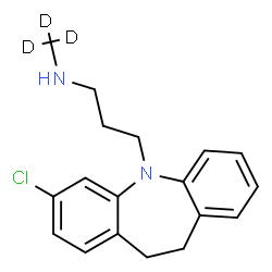 ChemSpider 2D Image | 3-(3-Chloro-10,11-dihydro-5H-dibenzo[b,f]azepin-5-yl)-N-(~2~H_3_)methyl-1-propanamine | C18H18D3ClN2