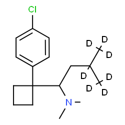 ChemSpider 2D Image | 1-[1-(4-Chlorophenyl)cyclobutyl]-N,N-dimethyl-3-(~2~H_3_)methyl-1-(3,4,4,4-~2~H_4_)butanamine | C17H19D7ClN
