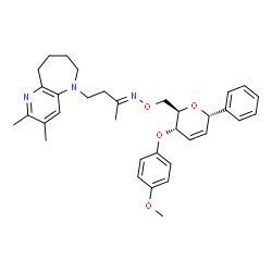 ChemSpider 2D Image | (1S)-1,5-Anhydro-2,3-dideoxy-6-O-{(E)-[4-(2,3-dimethyl-6,7,8,9-tetrahydro-5H-pyrido[3,2-b]azepin-5-yl)-2-butanylidene]amino}-4-O-(4-methoxyphenyl)-1-phenyl-D-erythro-hex-2-enitol | C34H41N3O4