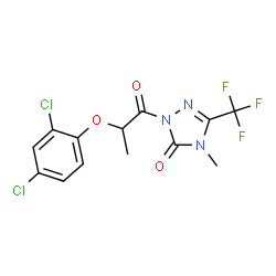 ChemSpider 2D Image | 2-[2-(2,4-Dichlorophenoxy)propanoyl]-4-methyl-5-(trifluoromethyl)-2,4-dihydro-3H-1,2,4-triazol-3-one | C13H10Cl2F3N3O3