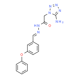 ChemSpider 2D Image | 2-(5-Amino-1H-tetrazol-1-yl)-N'-[(E)-(3-phenoxyphenyl)methylene]acetohydrazide | C16H15N7O2