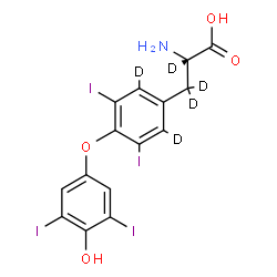 ChemSpider 2D Image | O-(4-Hydroxy-3,5-diiodophenyl)-3,5-diiodo-L-(alpha,beta,beta,2,6-~2~H_5_)tyrosine | C15H6D5I4NO4