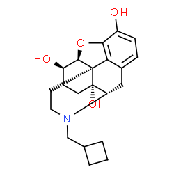 ChemSpider 2D Image | (5beta,6beta,9alpha,13alpha,14alpha)-17-(Cyclobutylmethyl)-4,5-epoxymorphinan-3,6,14-triol | C21H27NO4