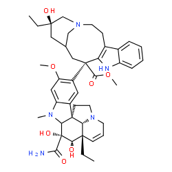 ChemSpider 2D Image | Methyl (13R,17R)-13-[(2xi,3alpha,4alpha)-3-carbamoyl-3,4-dihydroxy-16-methoxy-1-methyl-6,7-didehydroaspidospermidin-15-yl]-17-ethyl-17-hydroxy-1,11-diazatetracyclo[13.3.1.0~4,12~.0~5,10~]nonadeca-4(12
),5,7,9-tetraene-13-carboxylate | C43H55N5O7