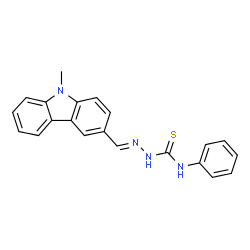 ChemSpider 2D Image | (2E)-2-[(9-Methyl-9H-carbazol-3-yl)methylene]-N-phenylhydrazinecarbothioamide | C21H18N4S