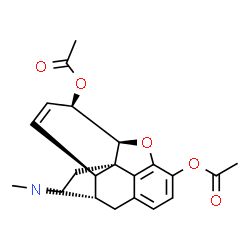 ChemSpider 2D Image | (5beta,6beta,9alpha,13alpha,14alpha)-17-Methyl-7,8-didehydro-4,5-epoxymorphinan-3,6-diyl diacetate | C21H23NO5