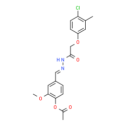 ChemSpider 2D Image | 4-[(E)-{[(4-Chloro-3-methylphenoxy)acetyl]hydrazono}methyl]-2-methoxyphenyl acetate | C19H19ClN2O5