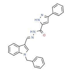 ChemSpider 2D Image | N'-[(E)-(1-Benzyl-1H-indol-3-yl)methylene]-3-phenyl-1H-pyrazole-5-carbohydrazide | C26H21N5O