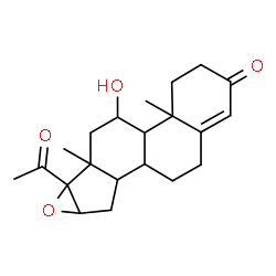 ChemSpider 2D Image | 11-Hydroxy-16,17-epoxypregn-4-ene-3,20-dione | C21H28O4