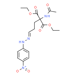 ChemSpider 2D Image | Diethyl acetamido{(3E)-3-[(4-nitrophenyl)hydrazono]propyl}malonate | C18H24N4O7