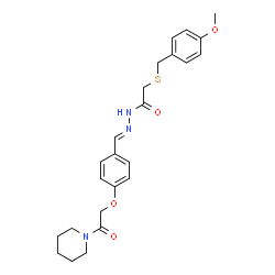 ChemSpider 2D Image | 2-[(4-Methoxybenzyl)sulfanyl]-N'-[(E)-{4-[2-oxo-2-(1-piperidinyl)ethoxy]phenyl}methylene]acetohydrazide | C24H29N3O4S