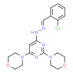 ChemSpider 2D Image | 4,4'-{6-[(2E)-2-(2-Chlorobenzylidene)hydrazino]-2,4-pyrimidinediyl}dimorpholine | C19H23ClN6O2