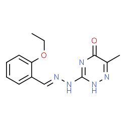 ChemSpider 2D Image | 3-[(2E)-2-(2-Ethoxybenzylidene)hydrazino]-6-methyl-1,2,4-triazin-5(2H)-one | C13H15N5O2
