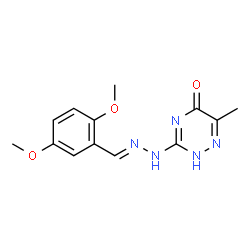 ChemSpider 2D Image | 3-[(2E)-2-(2,5-Dimethoxybenzylidene)hydrazino]-6-methyl-1,2,4-triazin-5-ol | C13H15N5O3