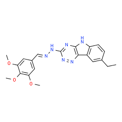 ChemSpider 2D Image | 8-Ethyl-3-[(2E)-2-(3,4,5-trimethoxybenzylidene)hydrazino]-5H-[1,2,4]triazino[5,6-b]indole | C21H22N6O3