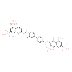 ChemSpider 2D Image | (6E)-4-Amino-6-({4'-[(2Z)-2-(8-amino-1-oxo-3,6-disulfo-2(1H)-naphthalenylidene)hydrazino]-3,3'-dimethyl-4-biphenylyl}hydrazono)-5-oxo-5,6-dihydro-1,3-naphthalenedisulfonic acid | C34H28N6O14S4