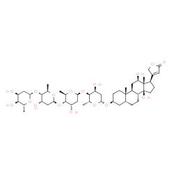 ChemSpider 2D Image | (3beta,5beta,12beta)-3-{[2,6-Dideoxy-beta-D-ribo-hexopyranosyl-(1->4)-2,6-dideoxy-beta-D-ribo-hexopyranosyl-(1->4)-2,6-dideoxy-beta-D-ribo-hexopyranosyl-(1->4)-2,6-dideoxy-beta-D-ribo-hexopyranosyl]ox
y}-12,14-dihydroxycard-20(22)-enolide | C47H74O17
