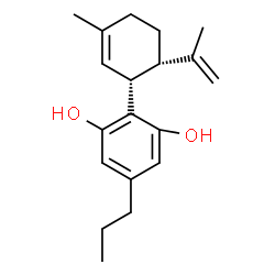 ChemSpider 2D Image | 2-[(1R,6S)-6-Isopropenyl-3-methyl-2-cyclohexen-1-yl]-5-propyl-1,3-benzenediol | C19H26O2