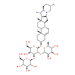 ChemSpider 2D Image | (3beta,9xi,16xi)-Solanid-5-en-3-yl 6-deoxy-alpha-L-mannopyranosyl-(1->2)-[beta-D-glucopyranosyl-(1->3)]-beta-D-galactopyranoside | C45H73NO15