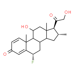 ChemSpider 2D Image | (6alpha,8xi,9xi,10xi,13xi,14xi,16alpha)-6-Fluoro-11,21-dihydroxy-16-methylpregna-1,4-diene-3,20-dione | C22H29FO4