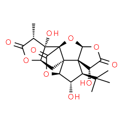 ChemSpider 2D Image | (1R,3S,7R,8R,9S,10S,11S,13R,16R,17S)-6,9,17-Trihydroxy-16-methyl-8-(2-methyl-2-propanyl)-2,4,14,19-tetraoxahexacyclo[8.7.2.0~1,11~.0~3,7~.0~7,11~.0~13,17~]nonadecane-5,15,18-trione | C20H24O10